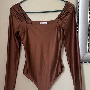 Aritzia Babaton Contour Squareneck Bodysuit - Gold